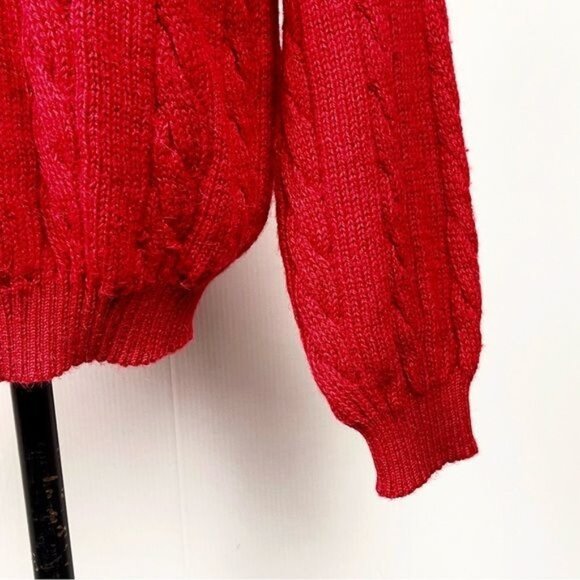 Cale Thomas 100% Alpaca red knitted crew neck cable Sweater Small - Picture 4 of 7